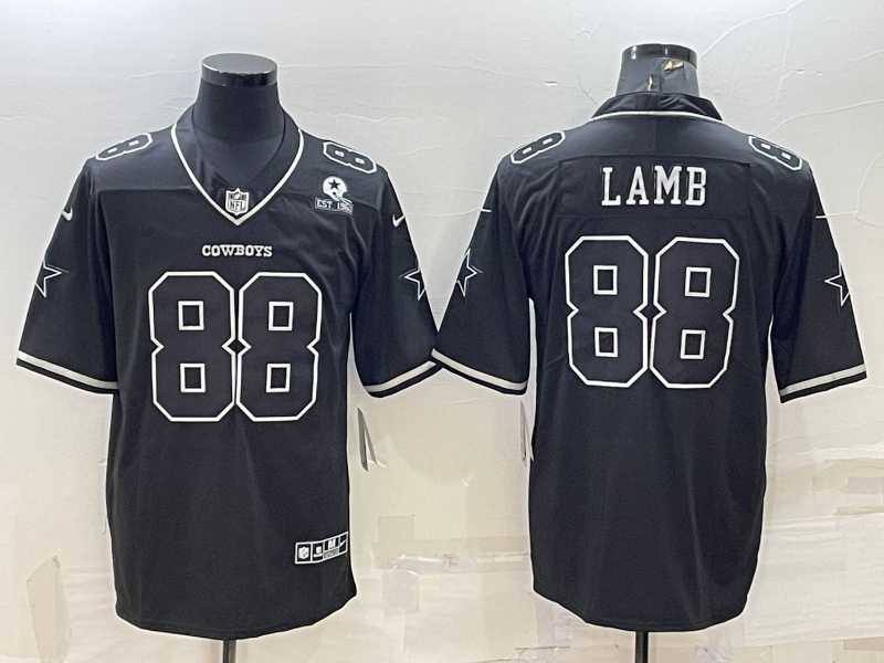 Mens Dallas Cowboys #88 CeeDee Lamb Black With 1960 Patch Limited Stitched Football Jersey